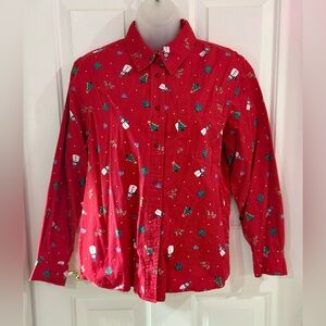 Vintage Ladies Christmas Button Down